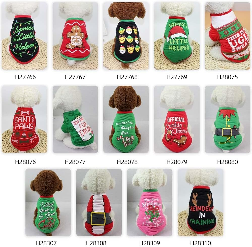 Xinyee Dog Shirt Dog Christmas T-Shirt Pet T-Shirt Dogs Christmas T-Shirt Summer Dog T-Shirt Pet Dogs Clothing Christmas Dog Clothing Polyester T-Shirt Puppy Costume image number 6