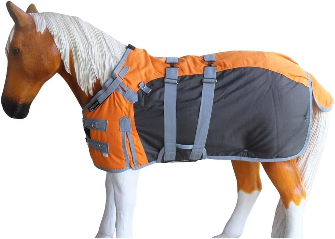 Challenger 60" 1200D Turnout Ripstop Waterproof Breathable Miniature Mini Weanling Donkey Pony Horse Foal Goat Winter Blanket Coat Cover Orange Grey 51973OR image number 3
