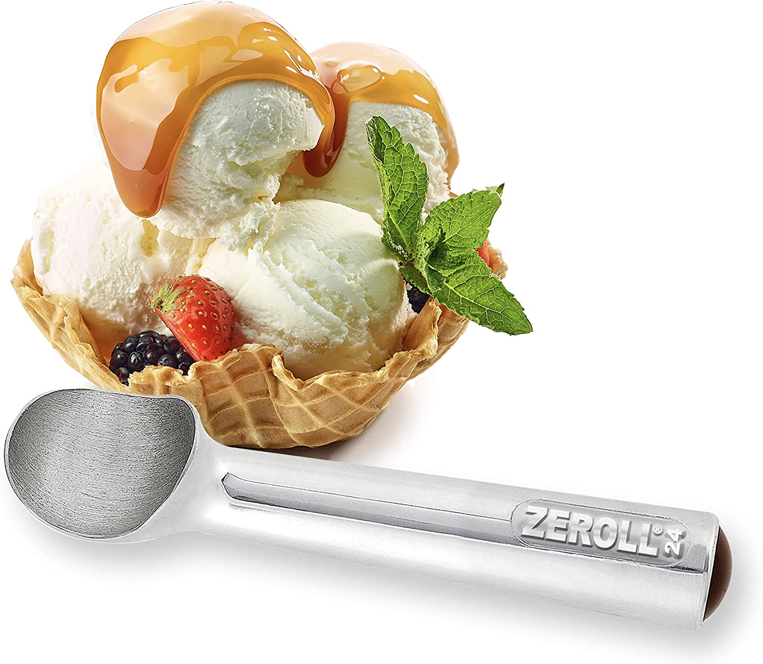 Zeroll Original Ice Cream Scoop with Unique Liquid Filled Heat Conductive Handle Simple One Piece Aluminum Design Easy Release Made in USA, Ounce, Silver