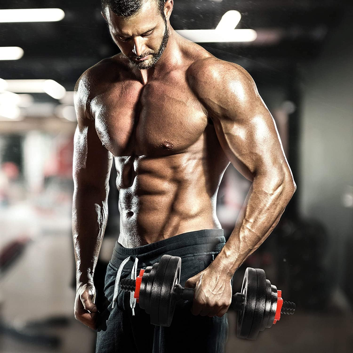 Yes4All Pair of Threaded Dumbbell Handles 14/16/18/24 Inch, Chrome/Rubber Grip, Fit 1&rdquo; Plates, Weight Bar Connector image number 4