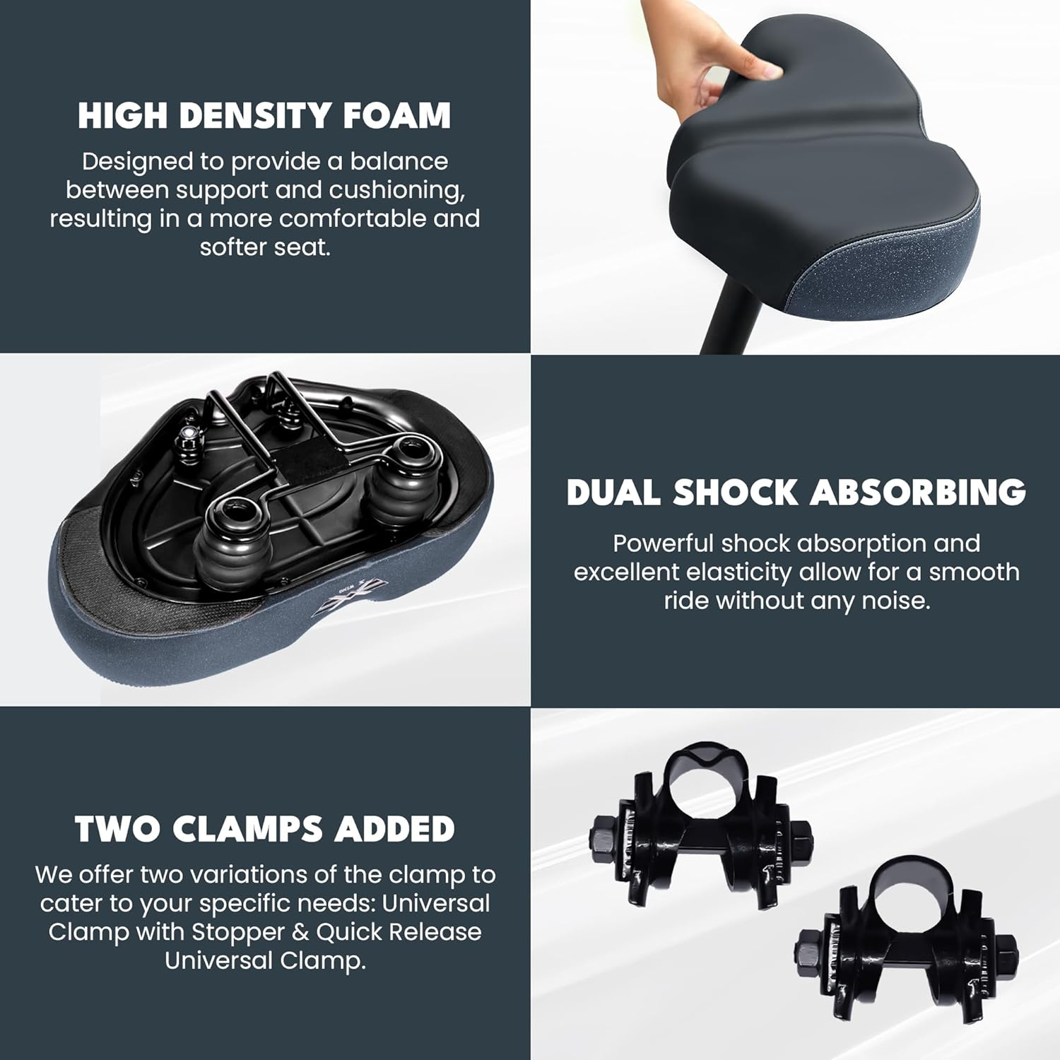 X WING New-Age Noseless Bike Seat Cushion for Men & Women - Extra Padding & Wide - Suitable for City, Electric, Stationary Bikes - Compatible with Peloton Bikes - Wide Winged Bike Seat with Cushion image number 5