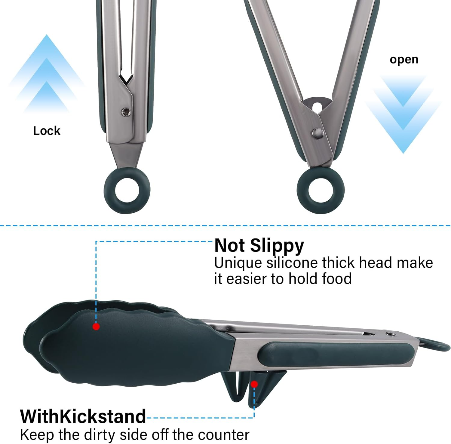 5Pack Kitchen Tongs for Cooking，Silicone Tongs，9 Inch Small Silicone Tongs,Food Grade Mini Serving Tongs with Silicone Tips image number 4