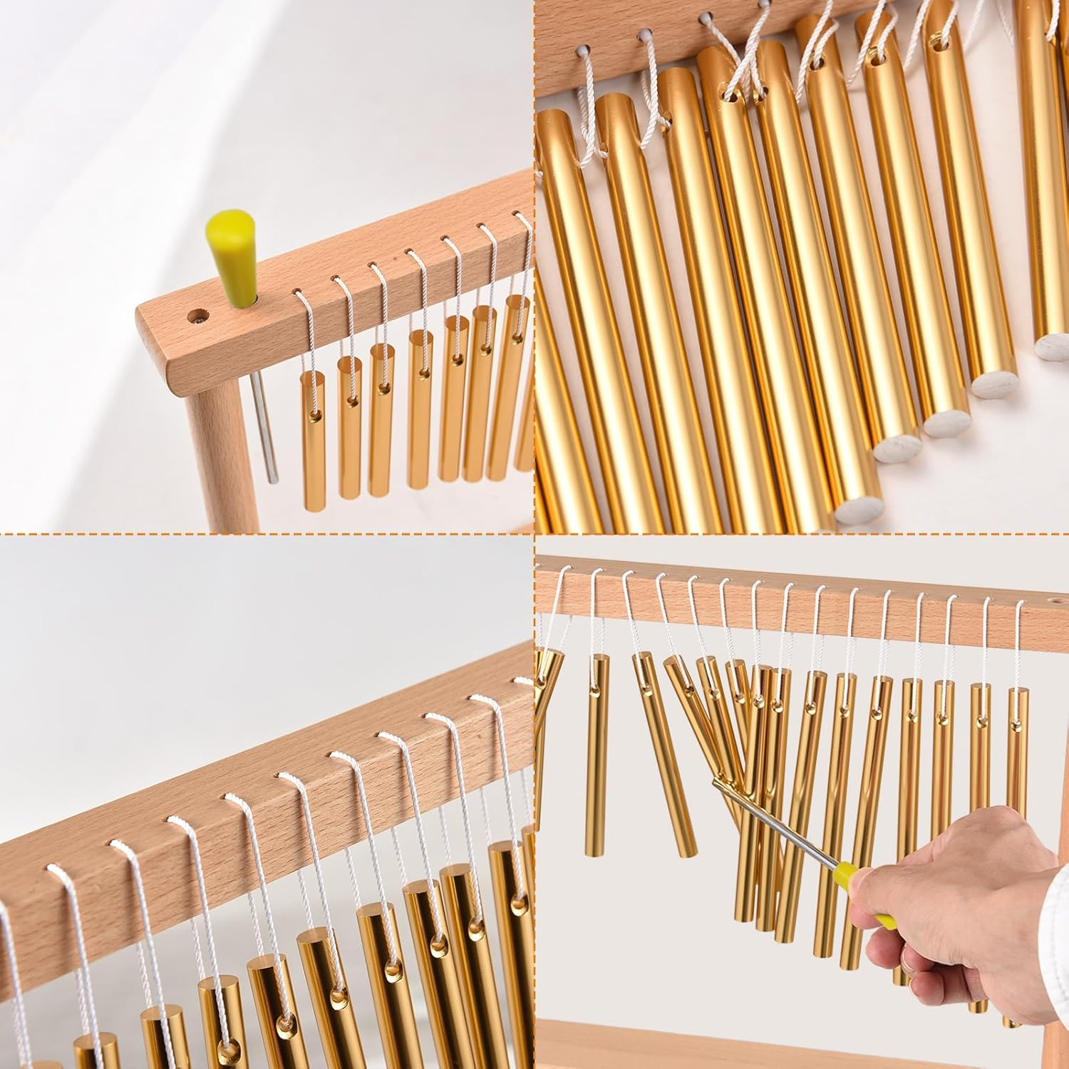 20 Note Chime with Mallet for Ornament Classroom Office Decoration Professional Stage Performance Desktop Wind Chimes Musical Percussion Instruments Gold