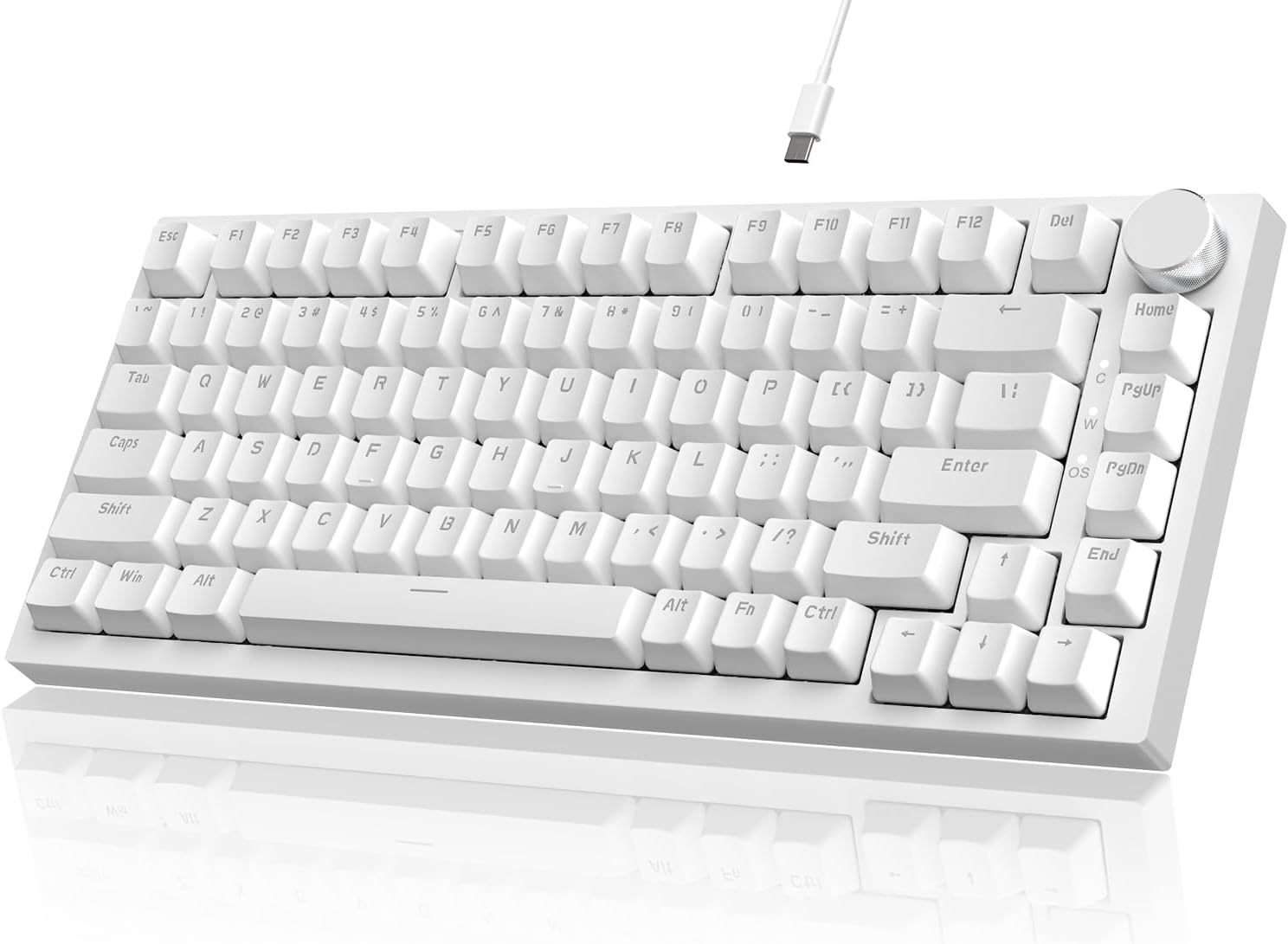 A.JAZZ X Attack Shark AK820 75% Wired Mechanical Gaming Keyboard,Custom Keyboard,Hot Swappable,Upgraded Gasket Noise Absorbing Foams,Cnc Knob,White LED Backlit,Nkro,Hp Switch for Pc/Win/Mac(Grey)