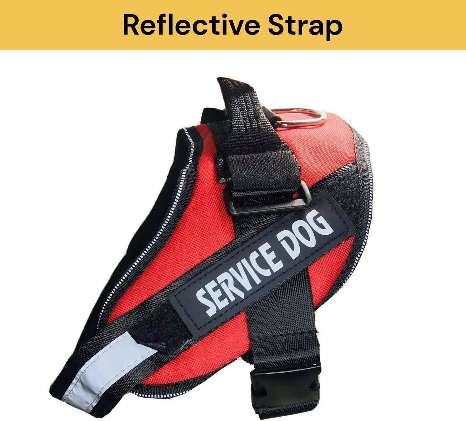 EZONEDEAL Dog Harness, No-Pull Pet Harness with Buckle, Tactical Service Vest with Reflective Strips and Control Handle, Adjustable and Comfortable for Easy Walking, Dog Running Vest (Black, XL) - Red image number 3