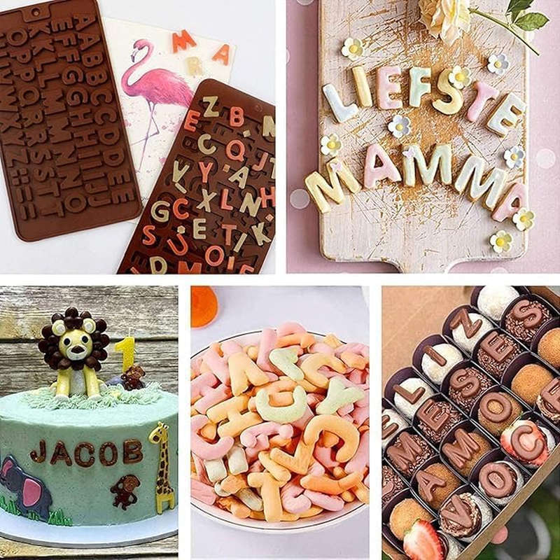 2Pcs Letter Silicone Chocolate Moulds Alphabet Silicone Molds Non-Stick Fondant Molds Perfect for Cake Decoration Symbols Birthday Party DIY Baking Tools image number 2
