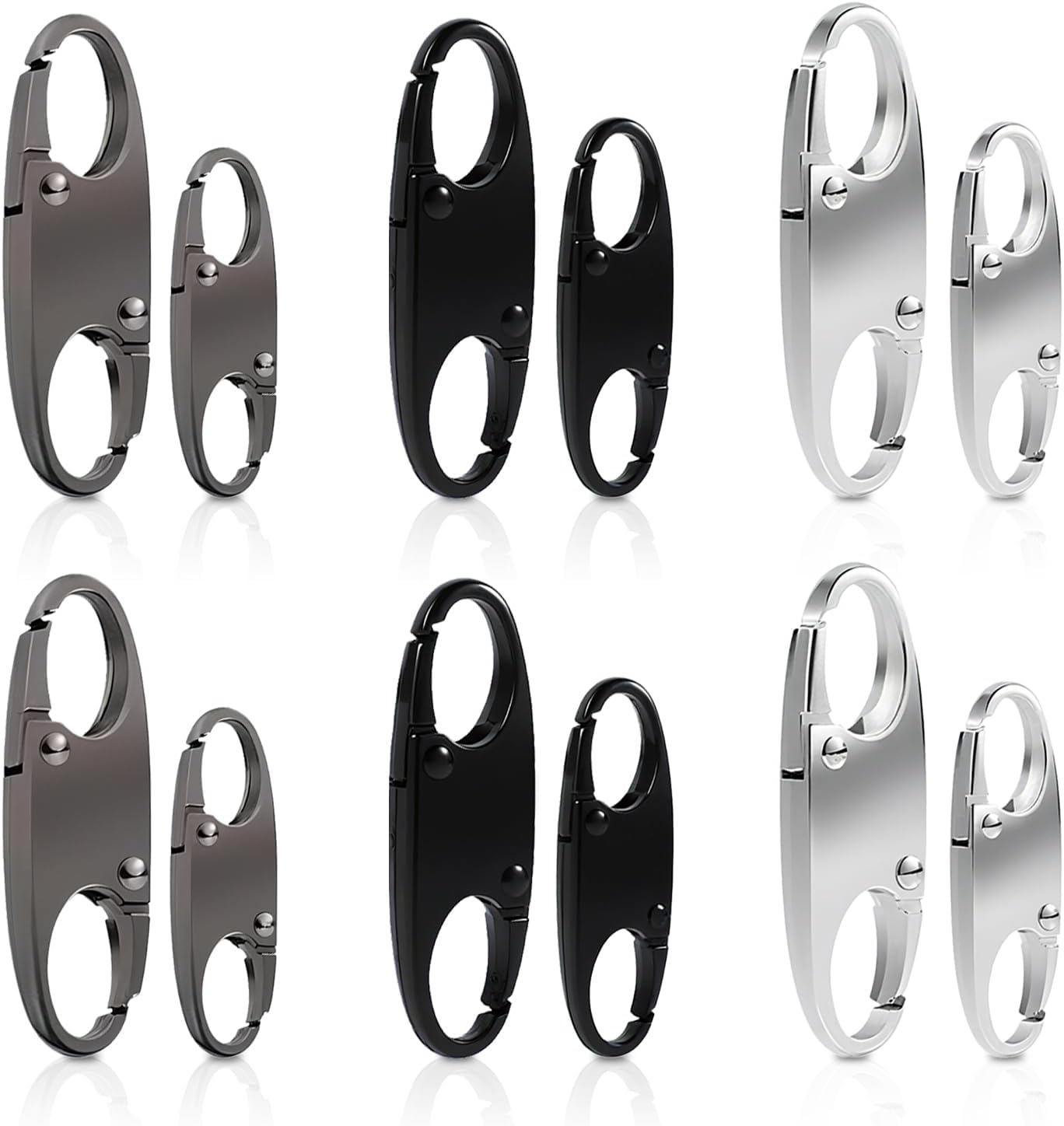 Suytvenxau 12 PCS Zipper Clip Theft Deterrent - Backpack Zipper Lock, Bag Locks for Travel, Quick Release anti Theft Clips & Key Holder, Bag Security Clips in 2 Sizes (Black, Silver, Gunmetal)