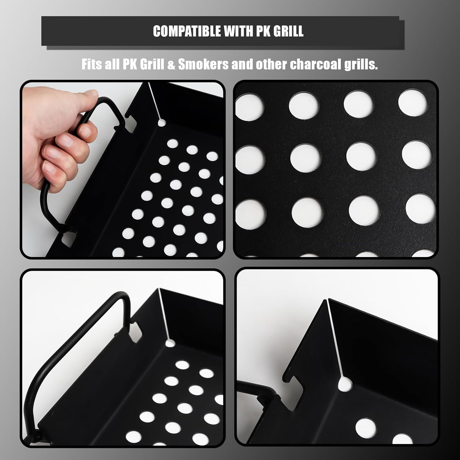 Safbbcue Grill Basket Tray for PK Original and Other Charcoal Grills Charcoal Grill Basket Tray for PK Grills BBQ Grill Accessories for PK and Other Charcoal Grills Steel Charcoal Briquette Holder For image number 5