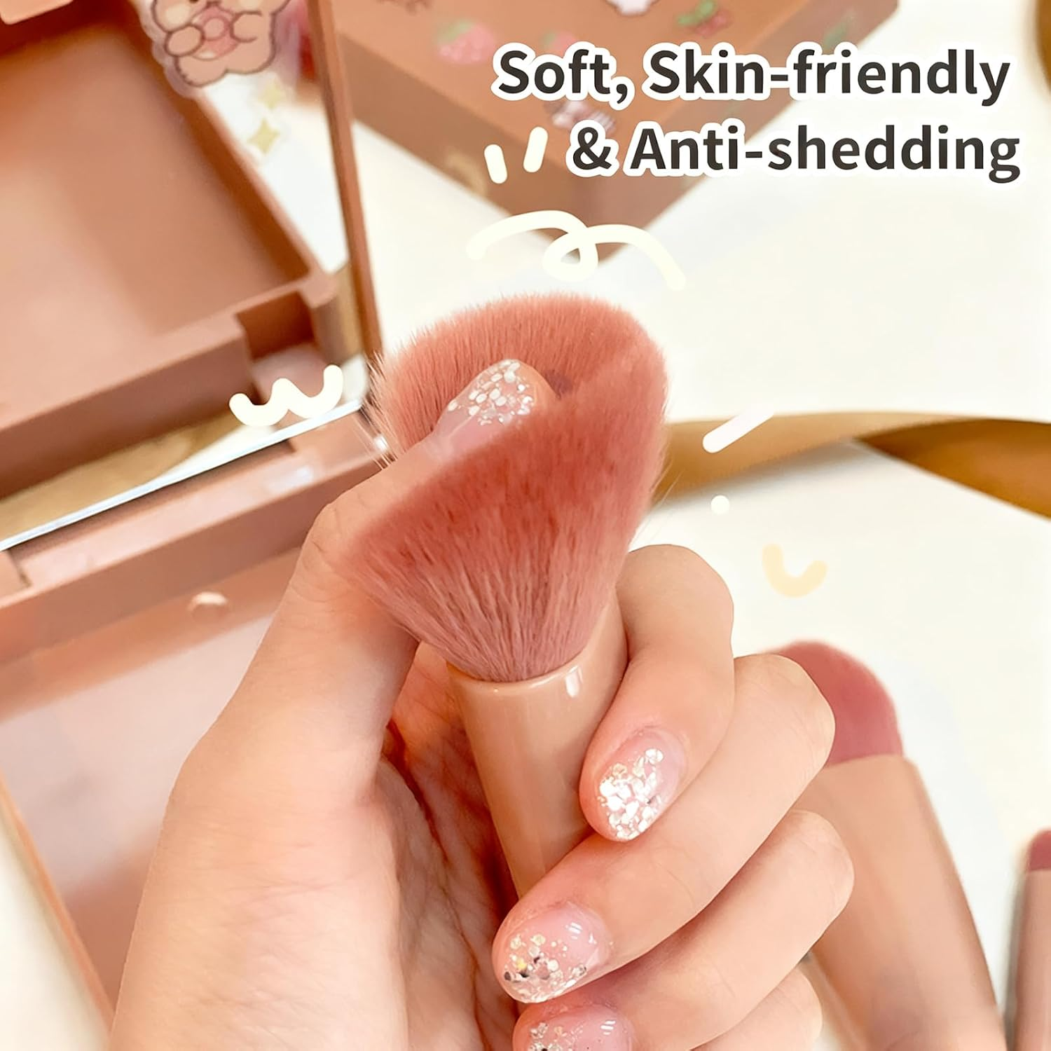 Travel Size Makeup Brushes Mini Set | 5Pcs Professional Vegan Brushes with Hard Mirror Case, Portable Cosmetic Brush Kit for On-The-Go Makeup & Perfect Gifts image number 3