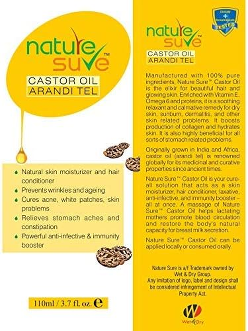 Nature Sure Combo - Castor Oil 110Ml (Arandi Tail) and Rogan Jaitun Tail (Olive Oil) 110Ml image number 4