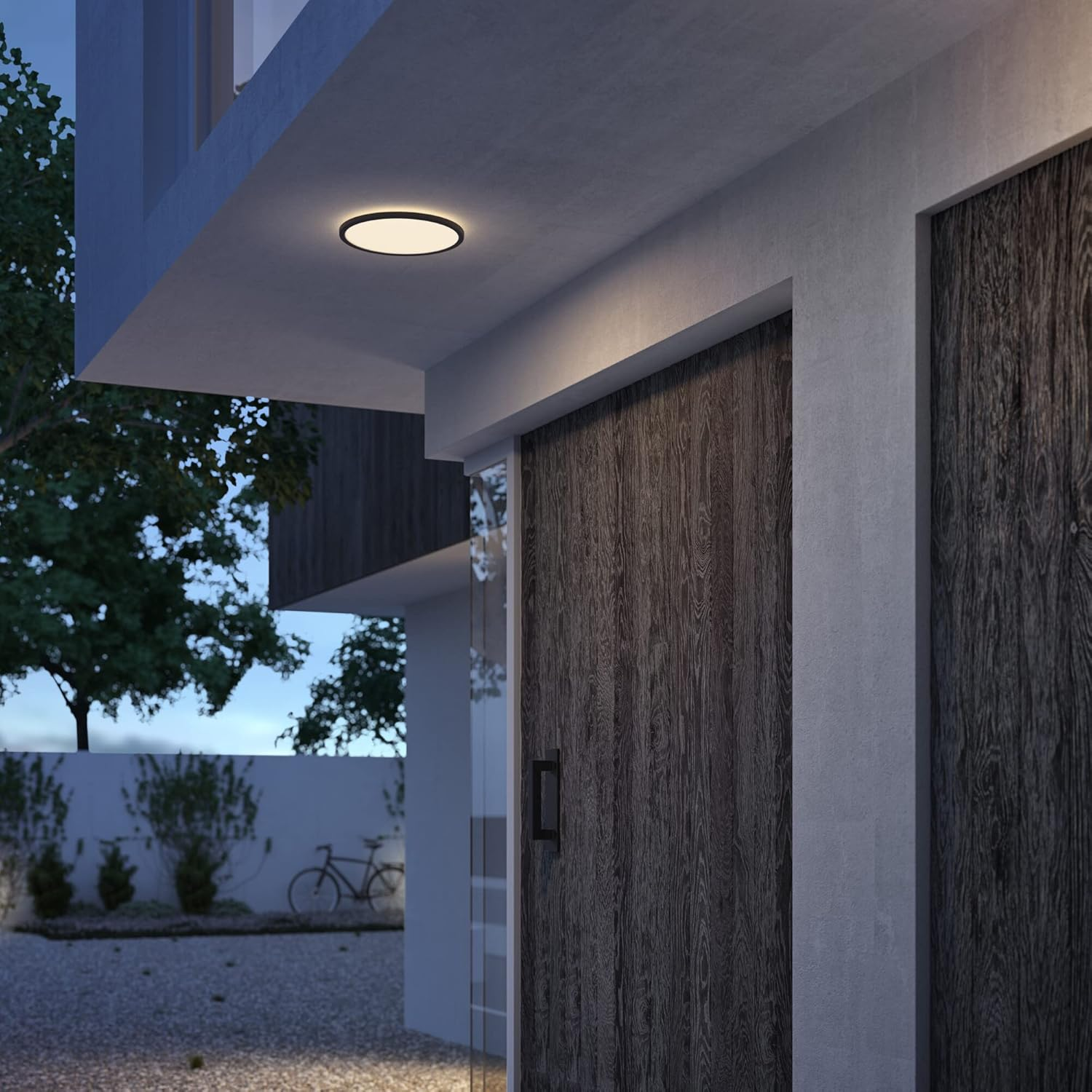 Philips LED Superslim Outdoor Ceiling Light 15W [Warm White - Black] Water Resistant IP54, for Garden, Patio and Terrace Lighting.