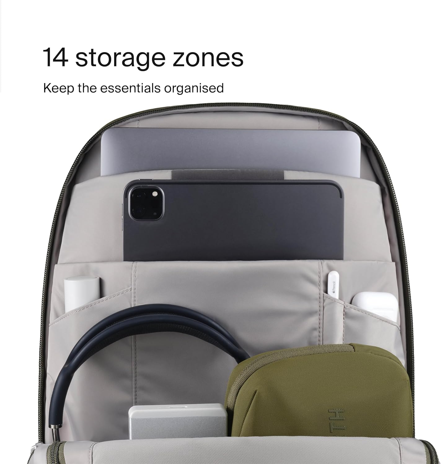 Urth Arkose 20L Modular Camera & Laptop Backpack - Water Resistant, Anti-Theft, Recycled Bag for DSLR, 13-16 Inch Laptop in Green image number 2