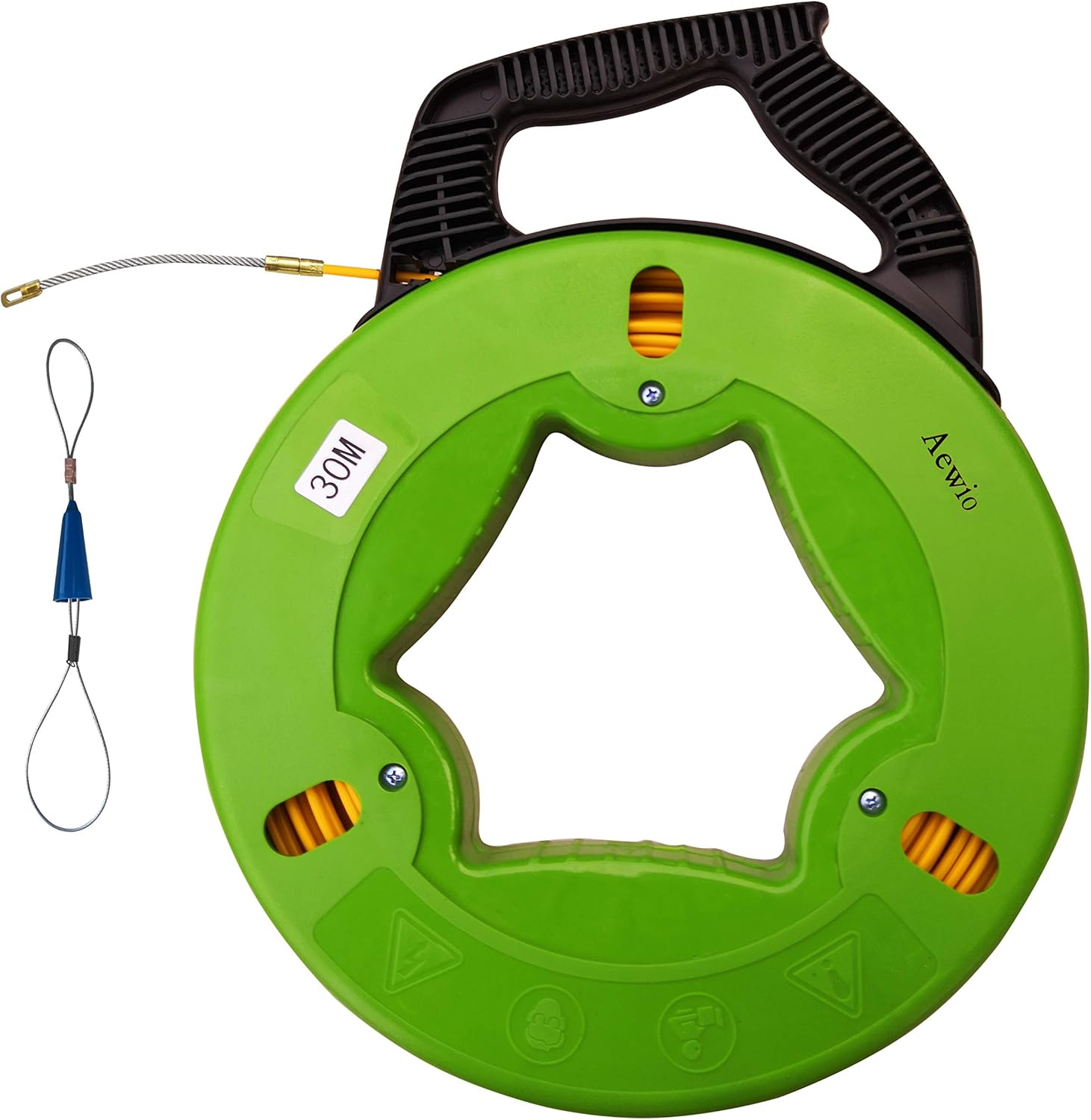 30M(100Ft) Fiberglass Electrical Wire Cable Fish Tape Reel Cable Puller (Green Shell) image number 1