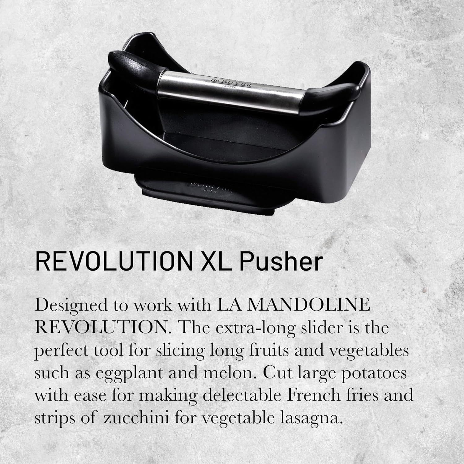 De Buyer Revolution XL Pusher - Ideal for Slicing Long Fruits & Vegetables - Designed for LA Mandoline Revolution - Made in France image number 4