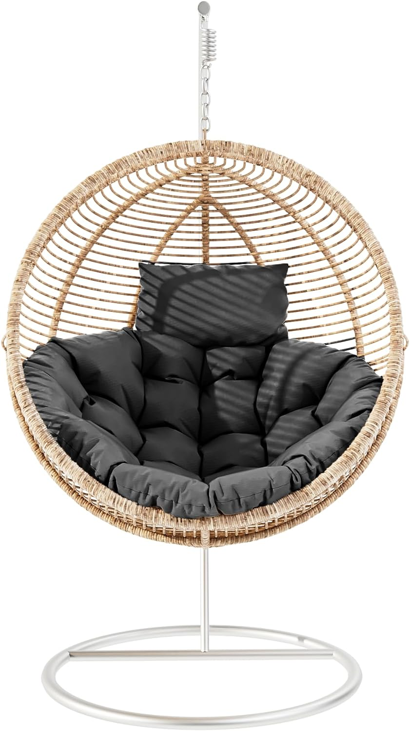 Hanging Egg Chair Cushion 44"X44", Egg Chair Cushion Replacement Outdoor, round Thick Cushion for Swing Chairs, Washable Hammock Chair Cushion Cover, Patio Furniture Cushions Beige (Black, 44Inx44In)