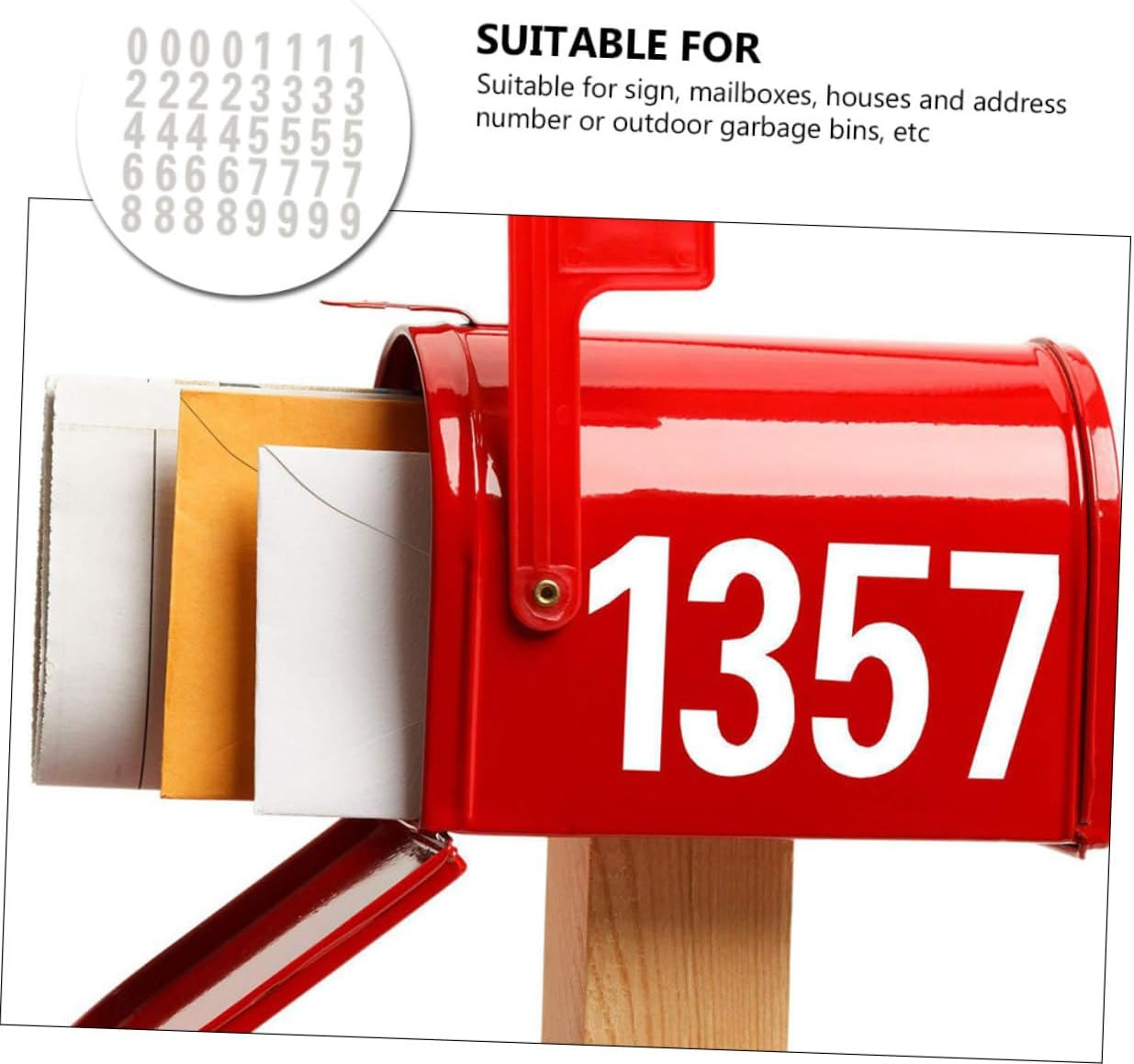 DOITOOL Reflective Mailbox Stickers for Wheelie Bins 4 Sets Number Stickers Adhesive Mailbox Numbers Decals image number 6