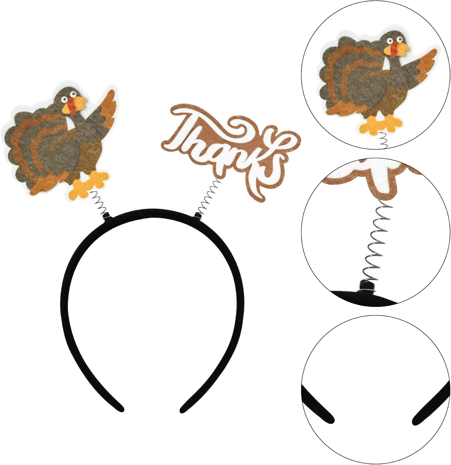 Yolyoo 4PCS Thanksgiving Turkey Headband Boppers for Thanksgiving Costume Accessories Headband Party Favors image number 1
