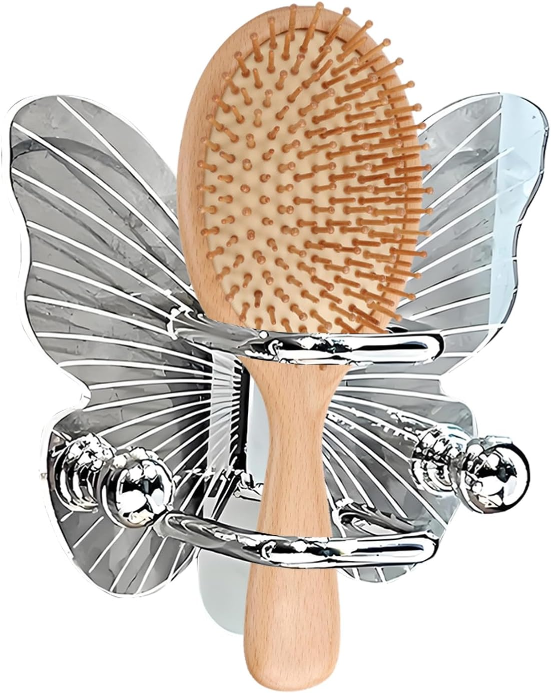 Ceprznvey Hair Brush Holder Wall Mount, Hairband Organizer for Bathroom, Butterfly Shape Hair Ring Organizer Rack for Dressing Tools, Comb Storage Holder image number 3
