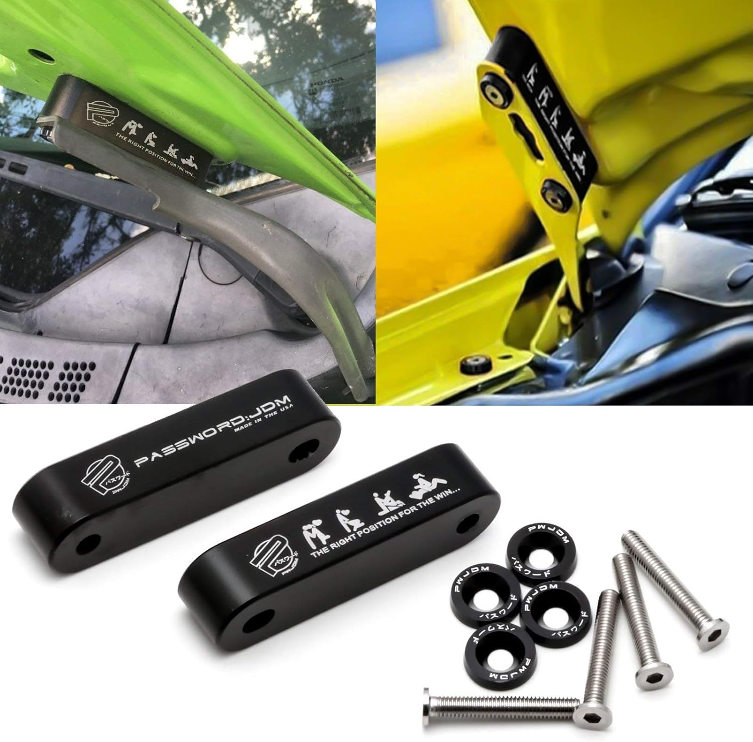 X Xotic Tech JDM Front Hood Vent Space Riser Spacer Modification Kit, Aluminum Alloy Billet Compatible with Honda Civic CRX, Acura Integra (Red)