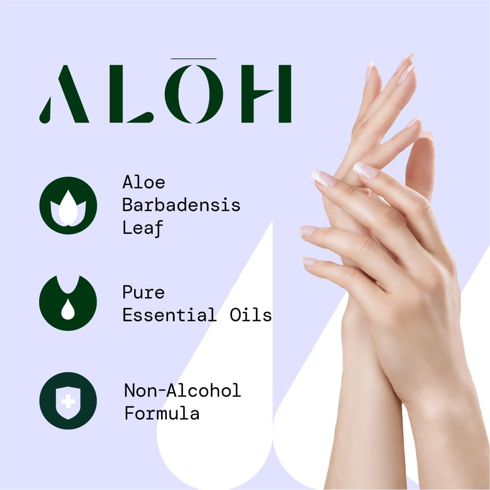 ALŌH Peppermint Eucalyptus + Aloe Sanitizing Hand Wipes - Clean Hands, Clear Mind on the Go Sanitizer for Kids and Adults - Travel Size 3 Pack 20Ct Wipes (60 Wipes)