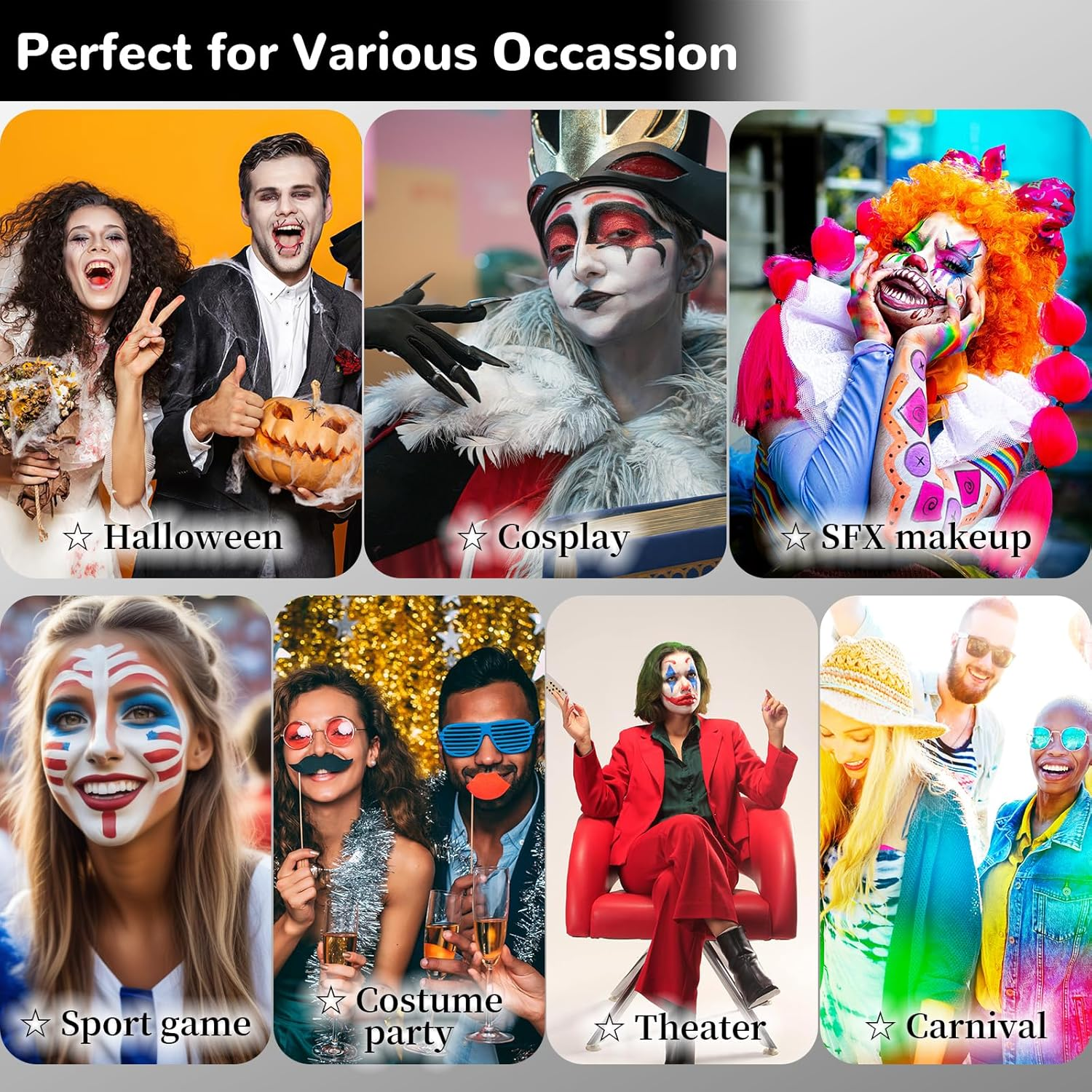 YBUETE Ogre Green Foundation Oil Based Face Paint, Professional Green Greasepaint for St. Patrick'S Day, Halloween Face Painting for Witch Shrek Hulk Goblin Monster for Adult Carnival & Costume Party - Blue image number 6