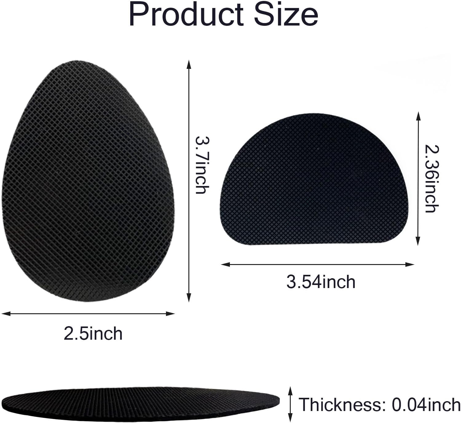YUESUO Non-Skid Shoe Pads Self Adhesive anti Slip Shoes Grips on Bottom of Shoes Noise Reduction Shoes Cushion Rubber Sole Protector Stickers (Black-16Pcs) image number 3
