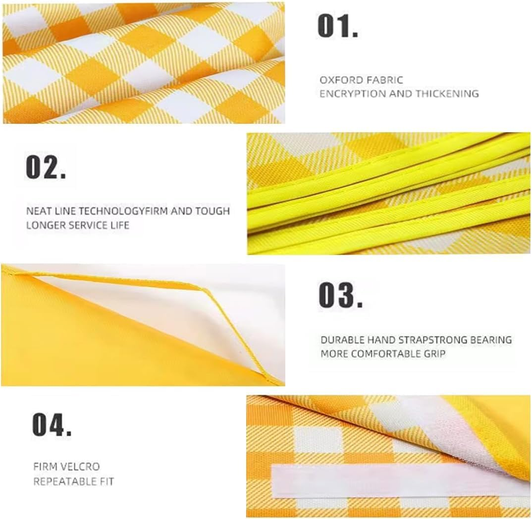 Picnic Blanket Waterproof Foldable in Large 80X60In and Extra Large 80X80In Cute Gingham Portable Compact Beach Blanket Oversized XL Outdoor Mat (Yellow, Extra Large)