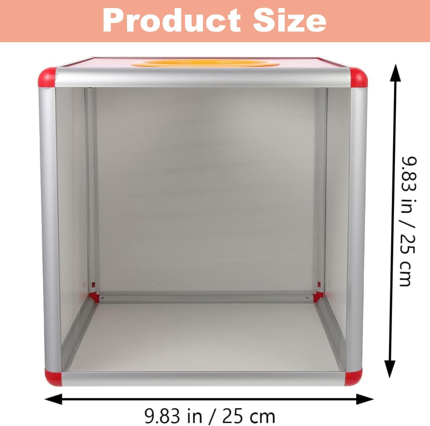 Lucky Draw Box Donation Ballot Box, Aluminum Alloy Props Transparent Ticket Holder, Square Raffle Ball Game Box Fundraising Cubic Storage Container, Clear Suggestion Comment Vote Tip Jar image number 5