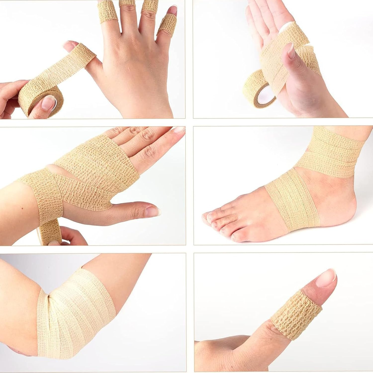 8PCS Cohesive Bandage, Compression Bandage, Rolls Self‑Adhesive Wrap Tape, Adhesive Bandage Tape Skin, Securing Dressings, Skin-Friendly Plaster for Medical Use (2.5Cm X 4M) image number 1