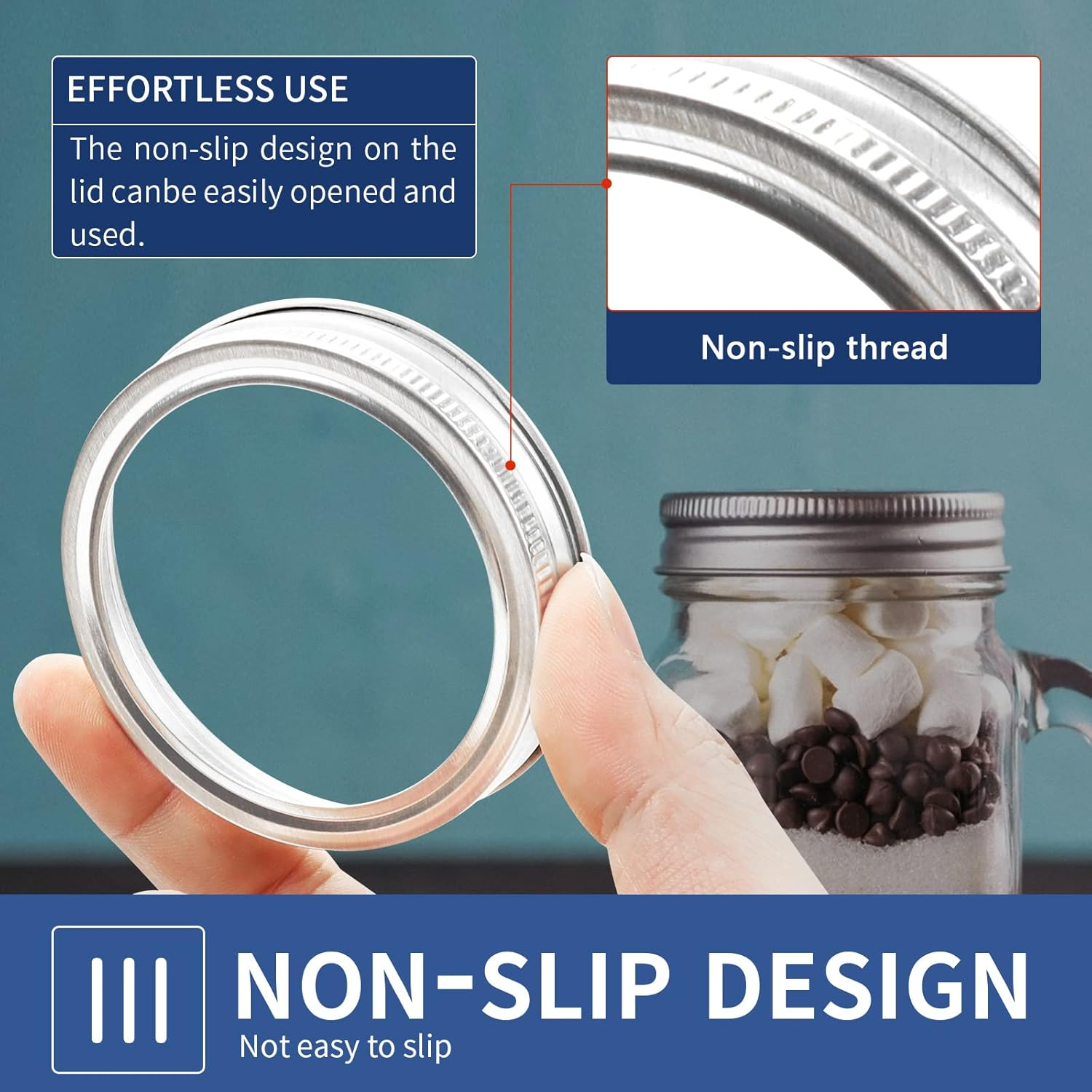 48 Pieces Regular Mouth Canning Jar Rings - Mason Jar Replacement Metal Screw Bands, Split-Type Seals, Rust Proof Leak Proof for Canning image number 1