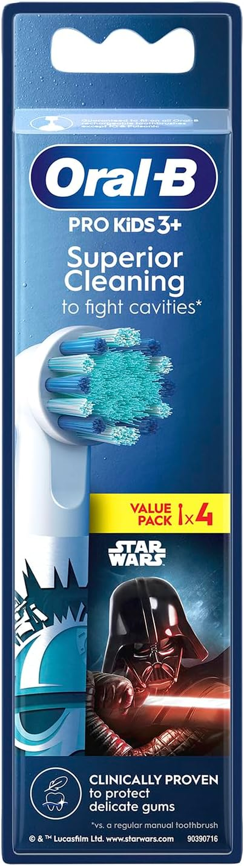 Oral-B Pro Kids Disney Star Wars Electric Toothbrush Heads 4 Pack Designed for Gentle Brushing