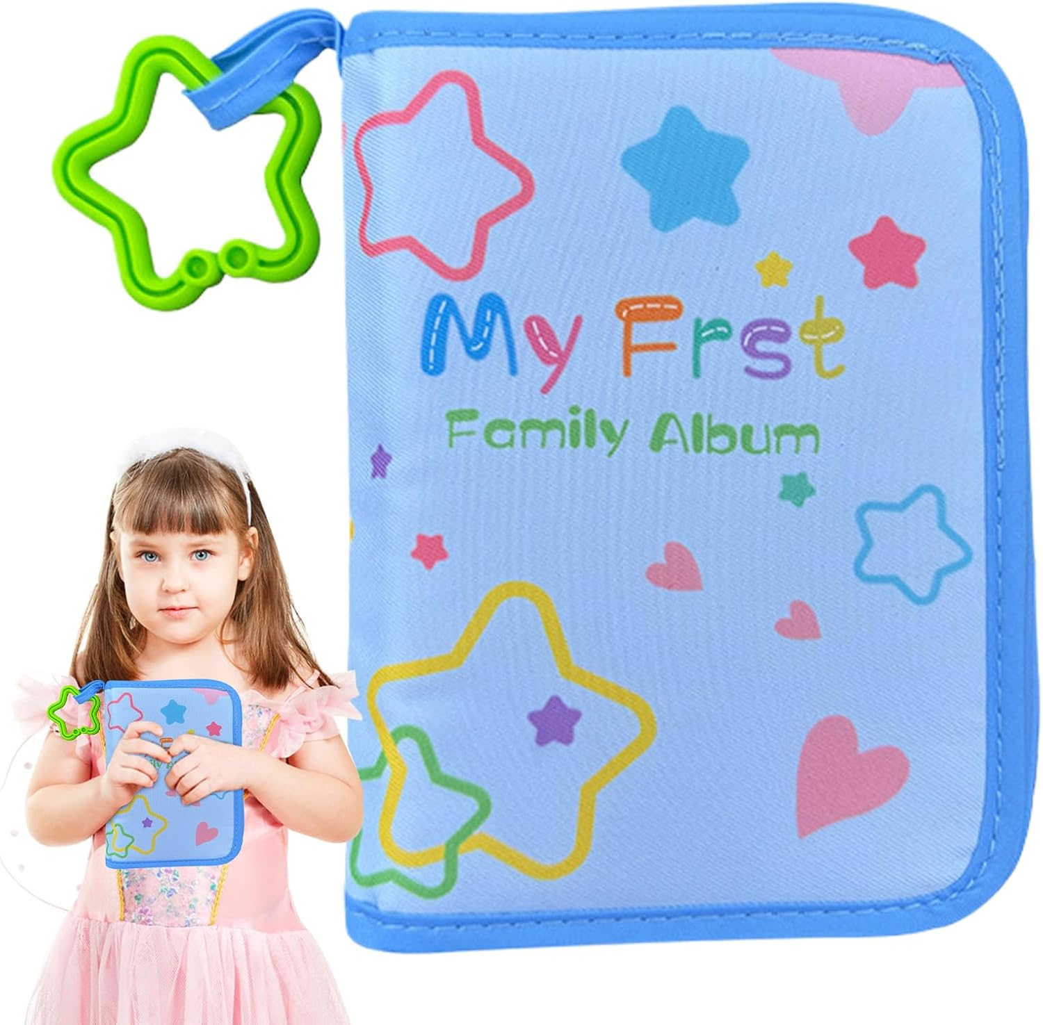 Organic Cotton Baby Photo Album Fabric Baby Book Photo Album with Latex Pendant and Safety Mirror as Memory Album - to Remember Faces Names for Children Birthday image number 1