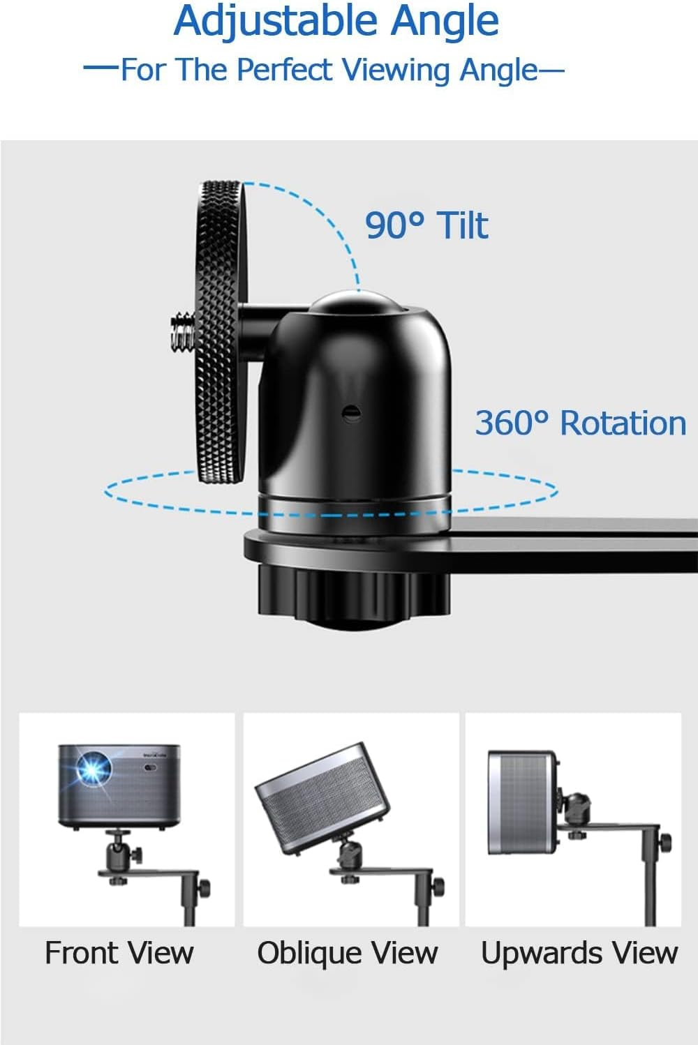 Projector Stand, Floor Mount with Adjustable Height 50-135Cm, Universal Projector Ceiling Mount 360&deg; Rotatable for Home & Office (Black-135Cm)