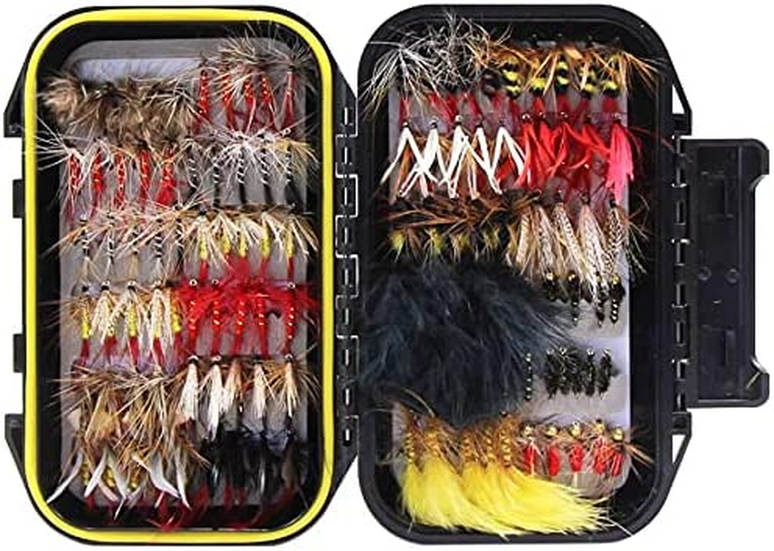 Fly Fishing Dry Flies Wet Flies 60Pcs / 120Pcs Assortment Kit with Waterproof Fly Box for Trout Fishing image number 3