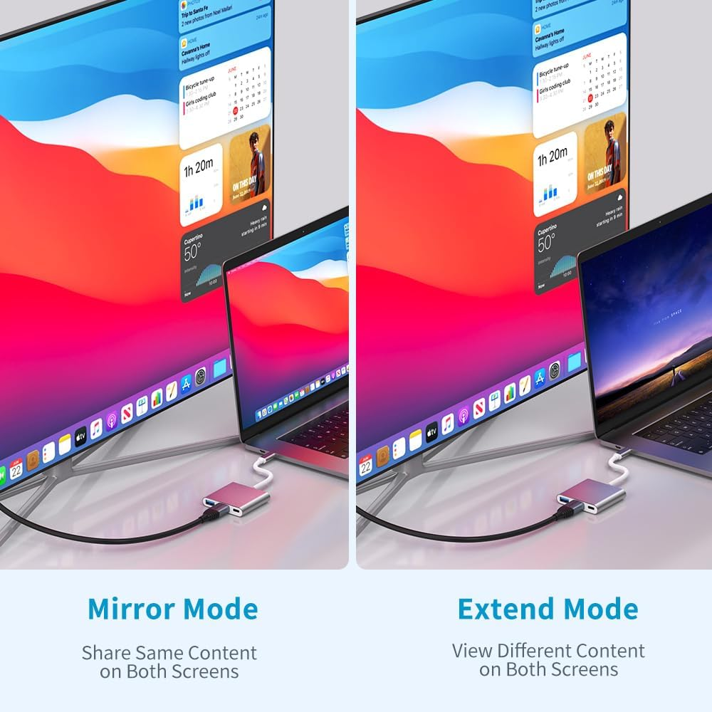 GOPALA USB C to HDMI Multiport Adapter, 3-In-1 4K HDMI to USB-C Adapter with 100W PD & USBA 3.0 Port Multiport Digital AV Converter for Macbook Pro/Air/Ipad/Iphone15/ 16/Laptop/Monitor/Switch image number 4