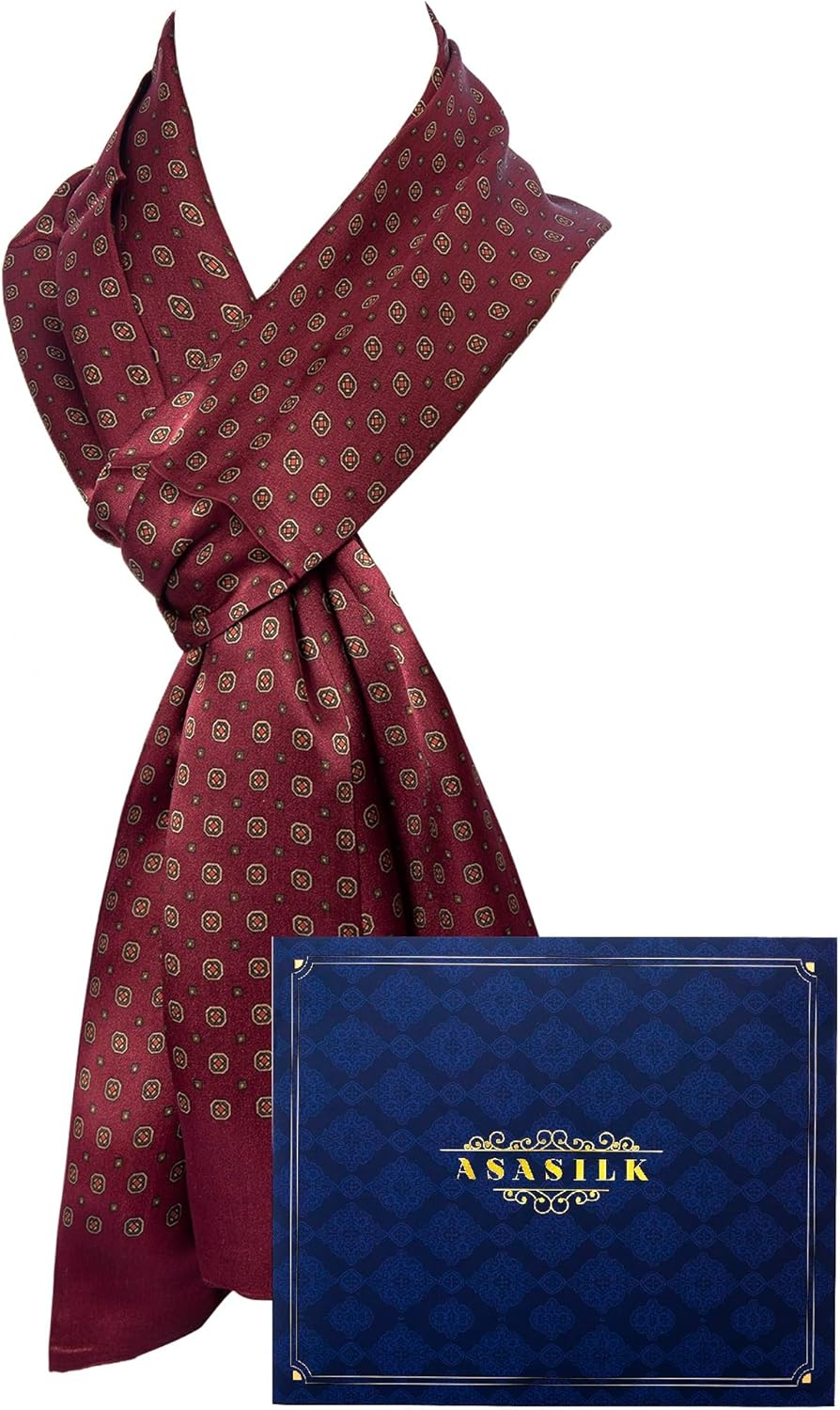 ASASILK Fashion Men Scarf,Luxurious Scarf for Men,Long Neck Scarf,Gift,11''X67'',Mulberry Silk Scarf for Men