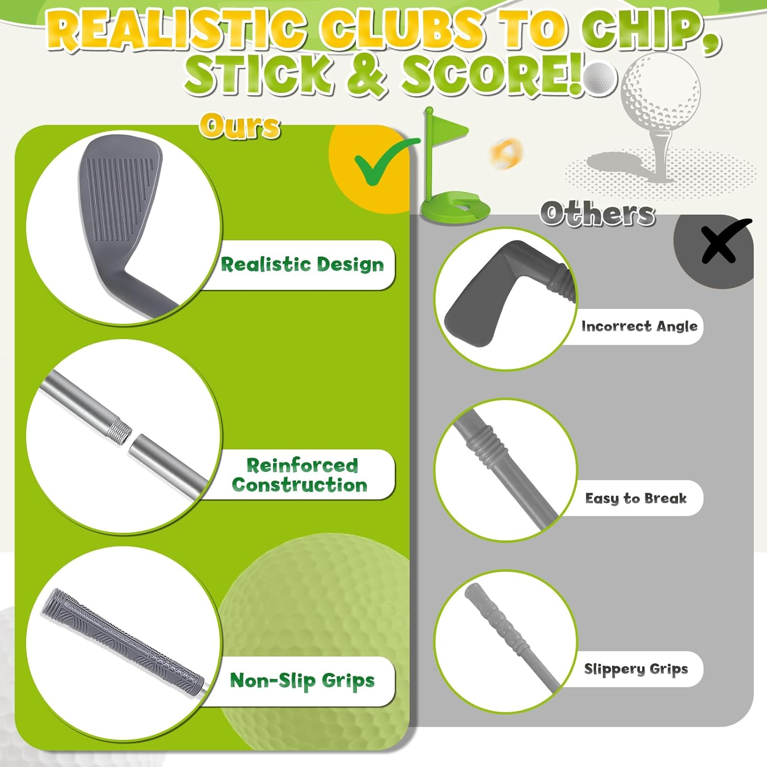 Lehoo Castle Kids Golf Set, Toddler Golf Set with 8 Golf Balls, 3 Golf Clubs, Sport & Outdoor Toys with Tees, Net, Toys for 3 4 5 Year Old Boys Girls image number 1