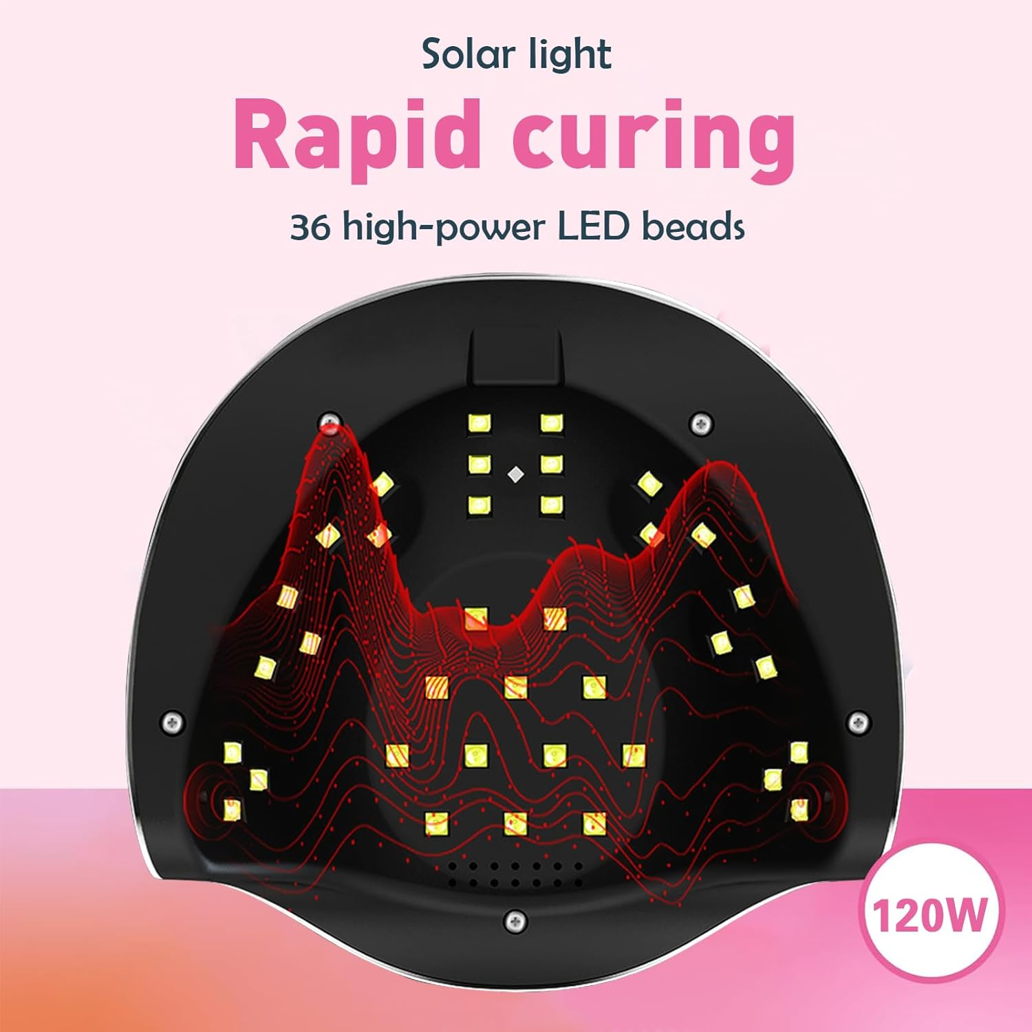 XIULIUU UV LED Nail Polish Lamp, 120W Portable UV/LED Nail Lamp with 3 Timers, Professional for Nail Art Tools Accessories White image number 2