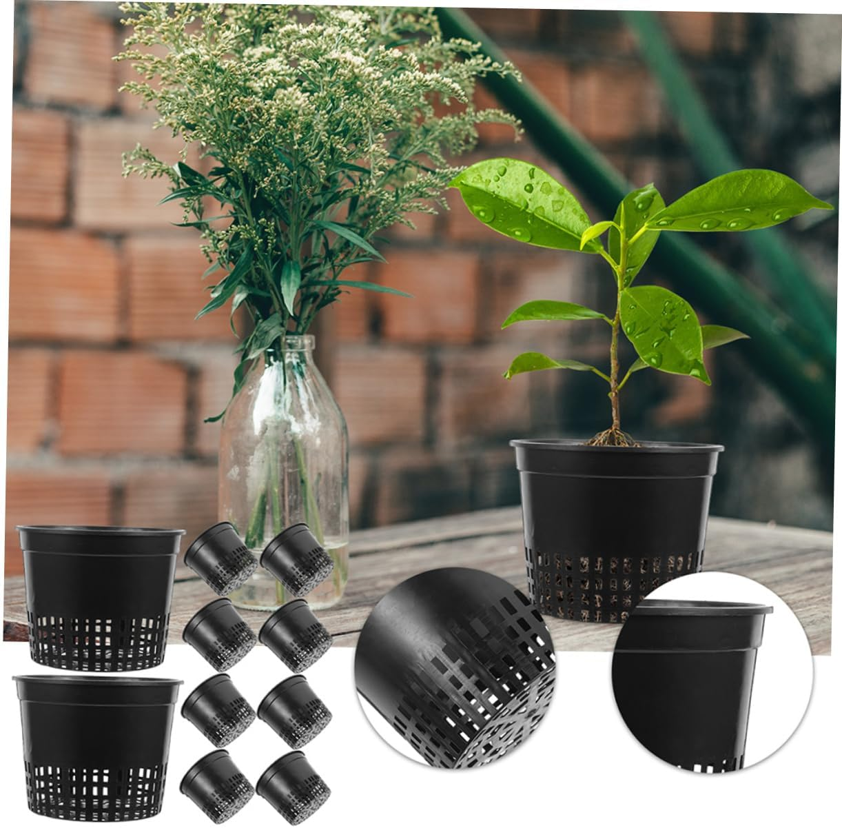 VINTORKY 12Pcs Decorative Planting Cups Garden Pots Plastic Net Pots Hydroponic Supplies Plant Baskets image number 3