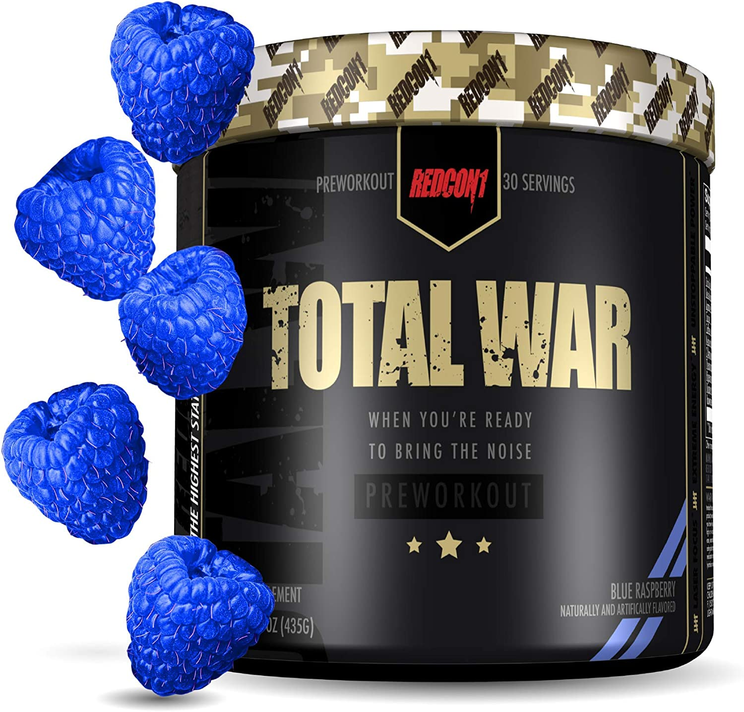 Redcon1 Total War Blue Raspberry Flavour Pre-Workout Dietary Supplement Powder 30 Servings