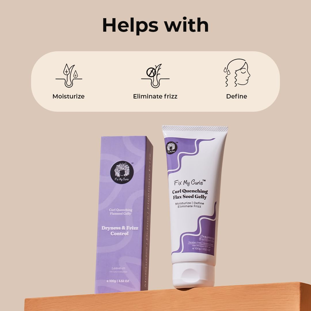 Fix My Curls, Curl Quenching Flaxseed Gelly for Styling Curly and Wavy Hair Low Porosity 3A to 4A Curls image number 2