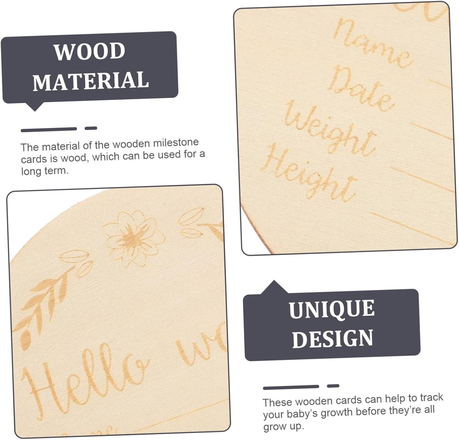 DOITOOL 14Pcs Laser Engraved Wood Chips Milestone Wooden Circles for Newborn Photo Props Months Signs Birth Announcement Cards image number 2