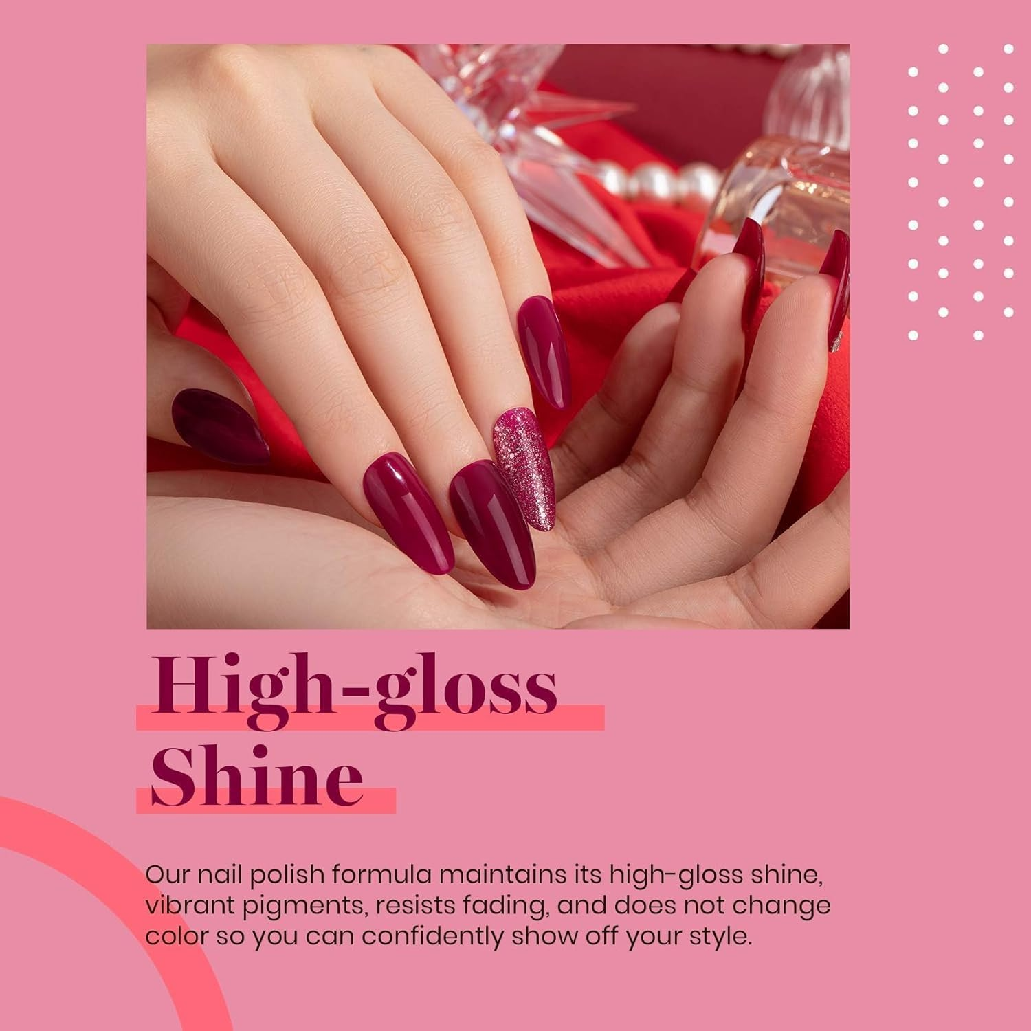 Beetles Burgundy Red Gel Nail Polish, 15Ml Dark Wine Colour Gel Polish, Soak off UV LED Nail Art for Winter Manicure DIY image number 1