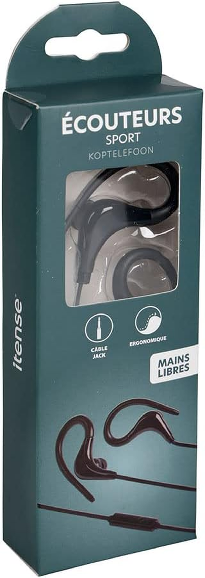 Itense - Sports Headphones, Ergonomic Shape - Sound Power: 90 Db - with 3.5 Mm Jack Plug - Cable Length: 100 Cm - Headset Holder System image number 1