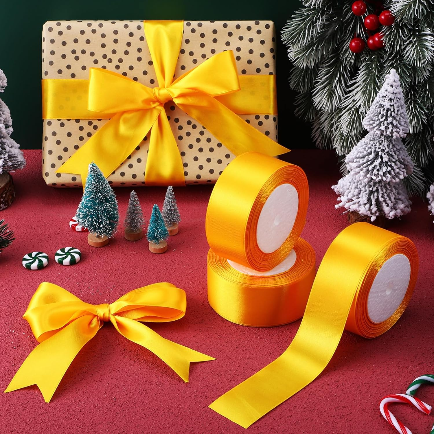 Tofficu 3Rolls Decorative Satin Ribbons for Wrapping Craft Projects and Event Decor Elegant for Weddings and Birthdays - Blue image number 5