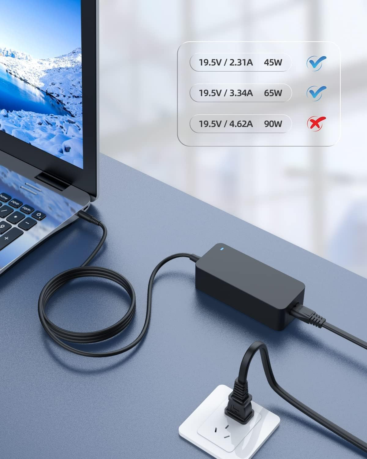 Charger for Dell Laptop Computer 65W 45W Fit for Inspiron 11/13/14/15/17 3000 5000 7000 Series(3583 3593 5570) Latitude E5450 XPS 13-65 Watt 45 Watt AC 2-In-1 Computer Adapter Power Cord (4.5*3.0 Mm) image number 6