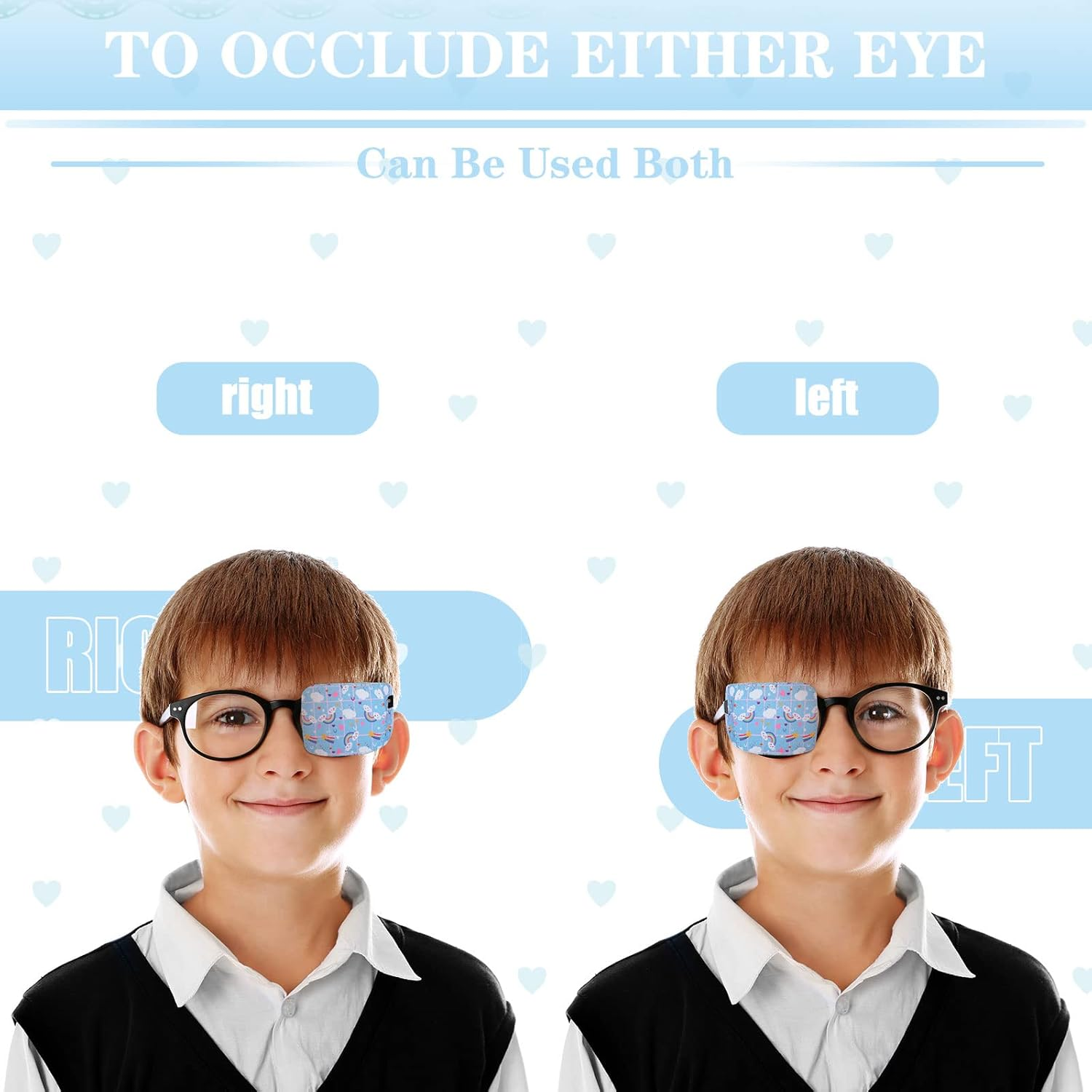 4 Pcs Eye Patches for Kids Reusable Eyepatch for Glasses to Cover Either Eye, Pink Blue Green White, 4 Styles image number 3