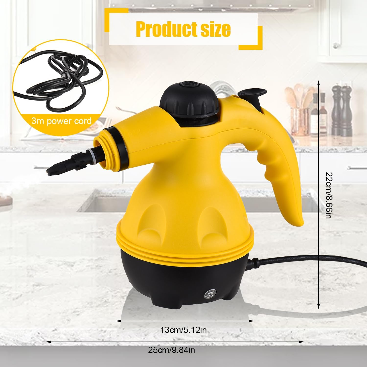 Pressurized Handheld Steam Cleaner, Multipurpose Portable Steam Cleaningfor Cleaning, Car, Bathroom, Shower, Upholstery, Grout, Window, Grime, Grease image number 2