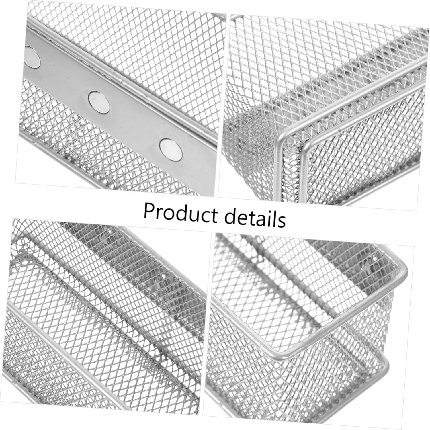TEHAUX Magnetic Pencil Holder Wire Basket Large Silver Locker Accessories Storage Organizer for Refrigerator and Office image number 1