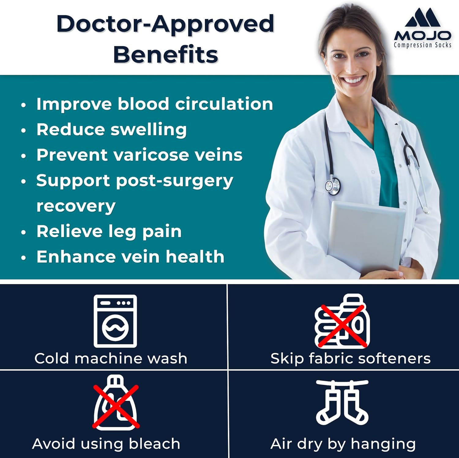 Mojo Coolmax Recovery & Performance Sports Compression Socks Triathlete Compression Socks - Unisex (5X-Large, Navy) image number 6